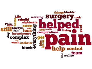 Rachel is healthy, happy and active, until she has surgery to alleviate excessive monthly bleeding. There are complications, pain, more surgery, more complications, helplessness, humiliation and loss of confidence, of livelihood, of identity.. The Complex Pain Team offer knowledge, understanding, tools and techniques to help Rachel manage the pain, the incontinence and her expectations, allowing her to find her way back to herself and some of the things that give her joy.